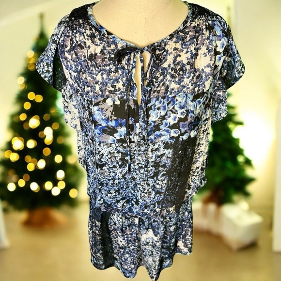 Parker Flutter Sleeve Smocked Waist Mini Dress in “Polar Nightshade” Size Medium - Picture 14 of 15